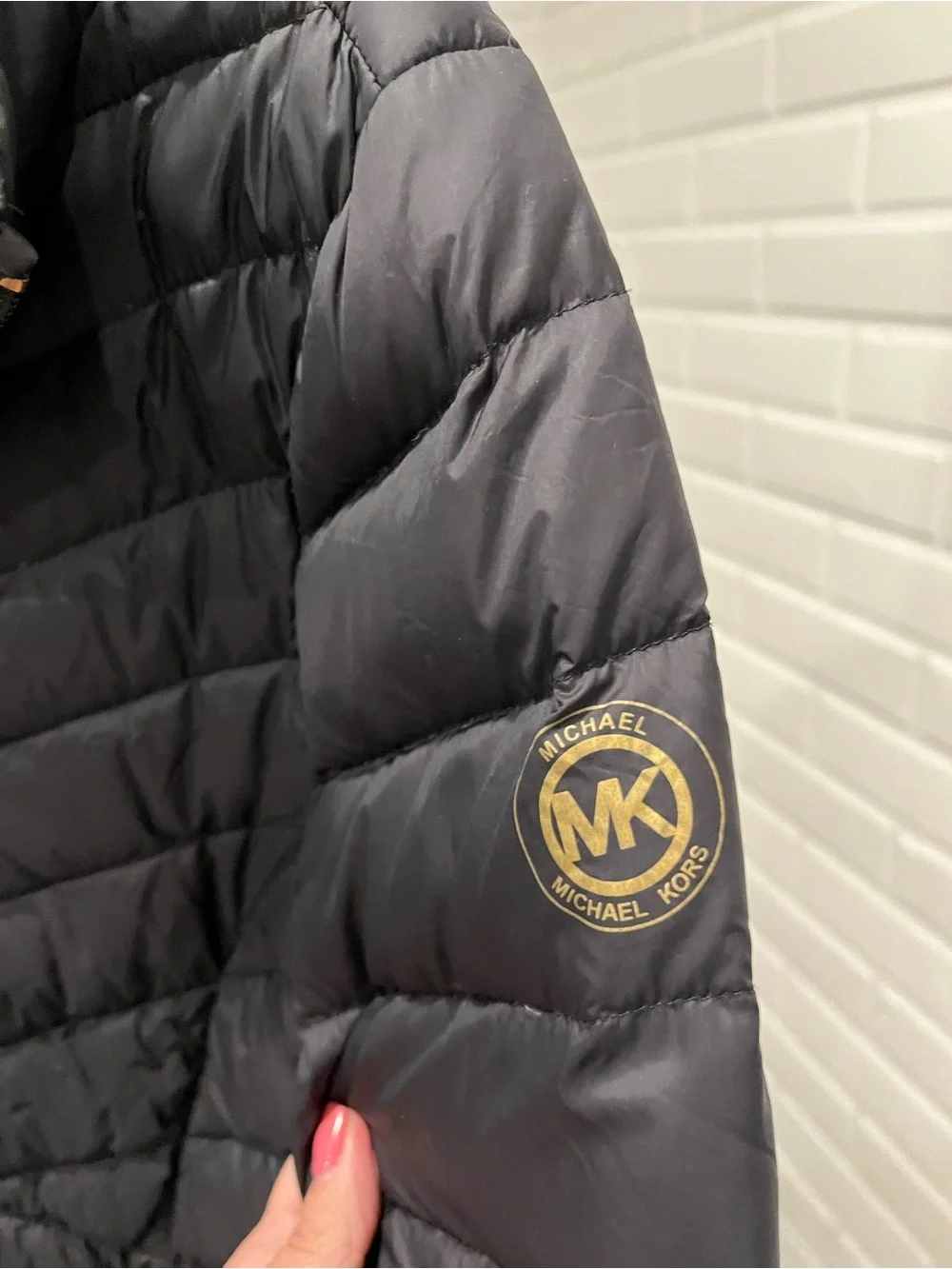Michael Kors Black Packable Down Jacket with Gold Logo